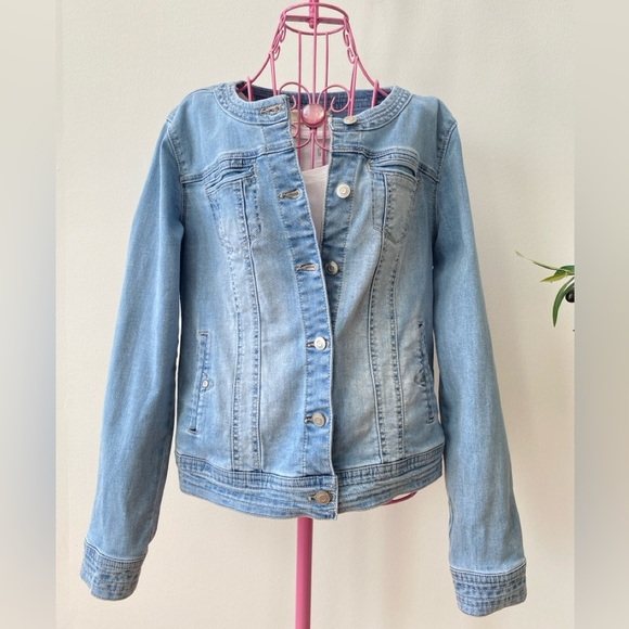 Chambrai Los Angeles Denim Jacket Women’s Medium Blue Light Wash Hipster Boho - Picture 2 of 9